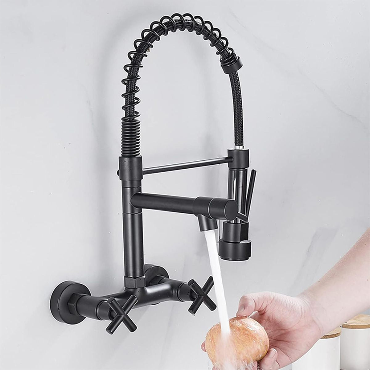 Wall Kitchen Mixer Taps 1196 Black