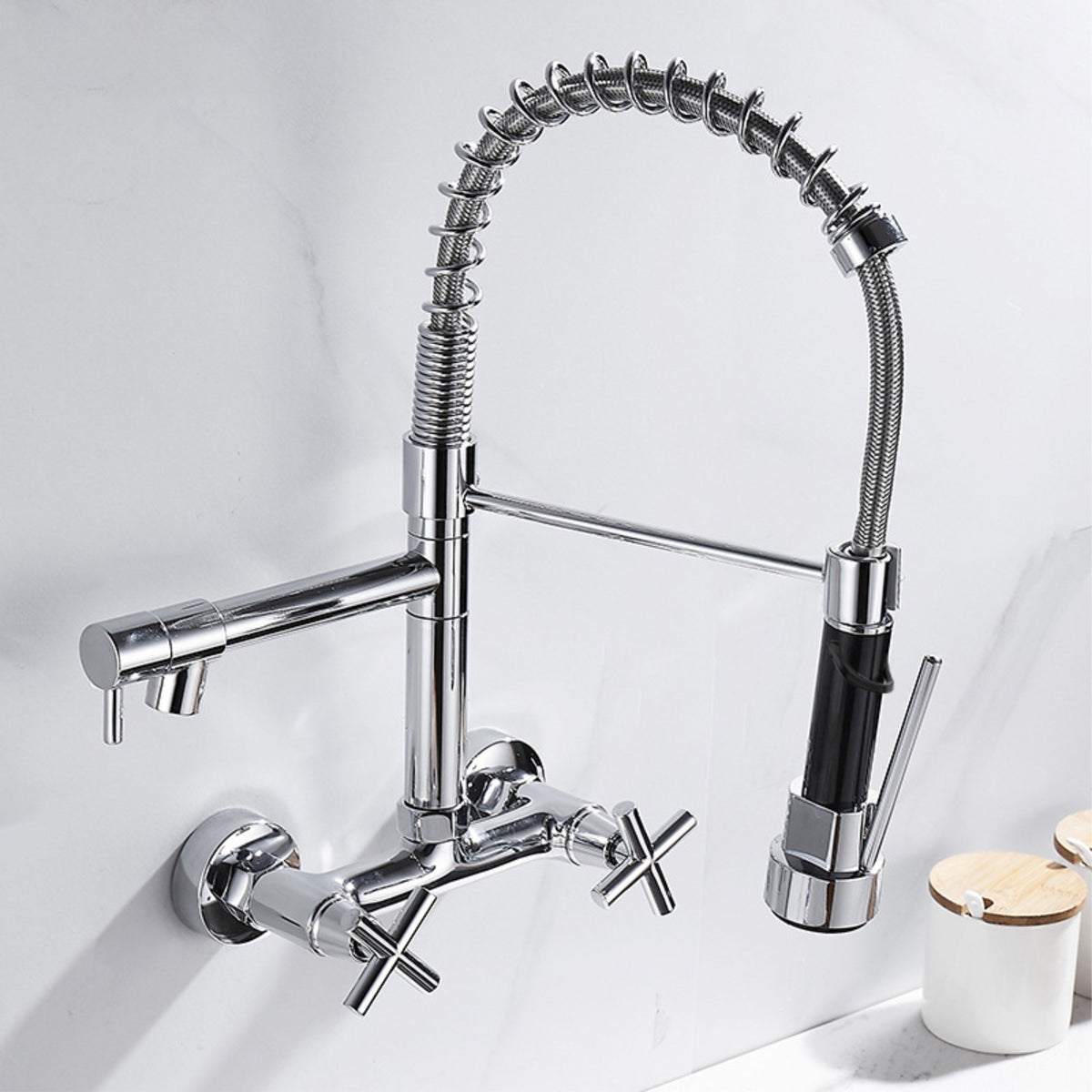 Wall Kitchen Mixer Taps 1196 Chrome