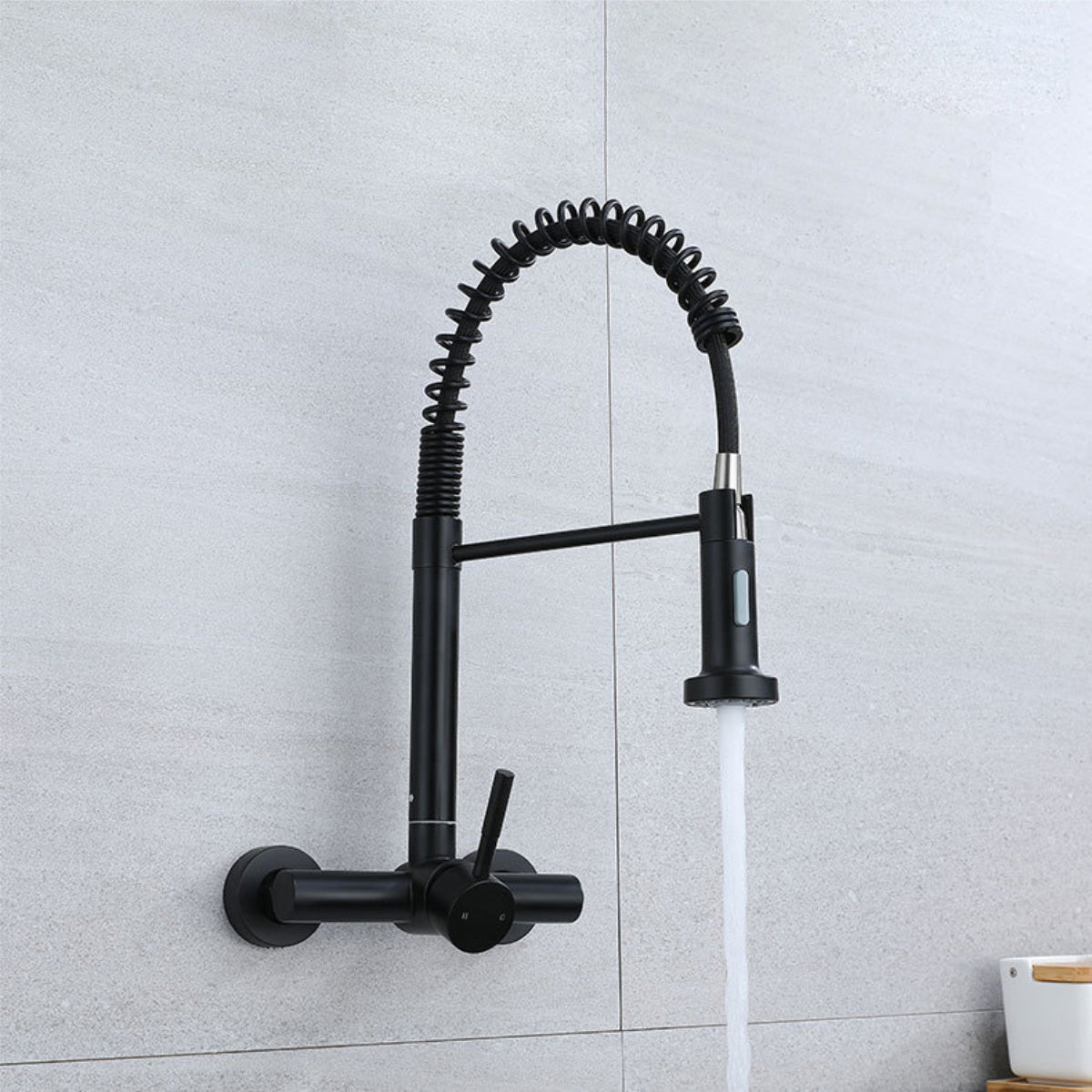 Wall Mounted Kitchen Sink Tap 1197 Black